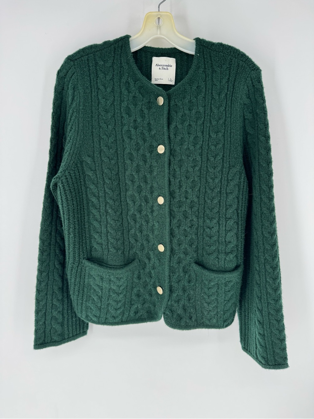 Abercrombie & Fitch vintage wool Forest Green Cable Knit Cardigan